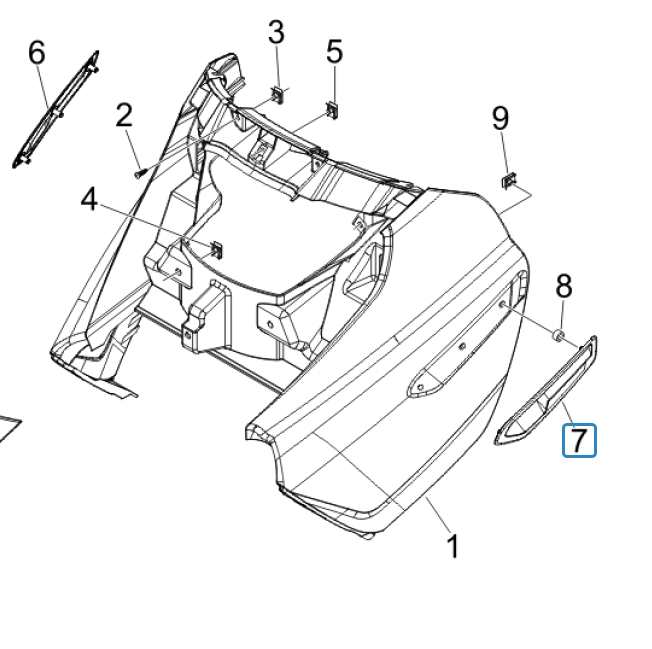MOLDURA DELANTERA IZQUIERDA PIAGGIO X7