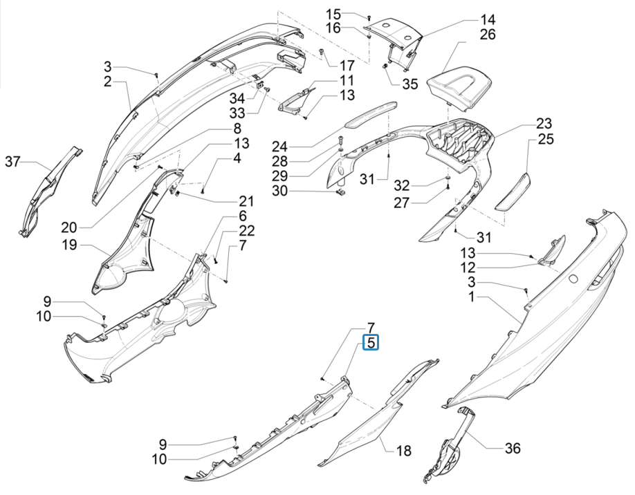 SPOILER IZQUIERDO PIAGGIO MP3